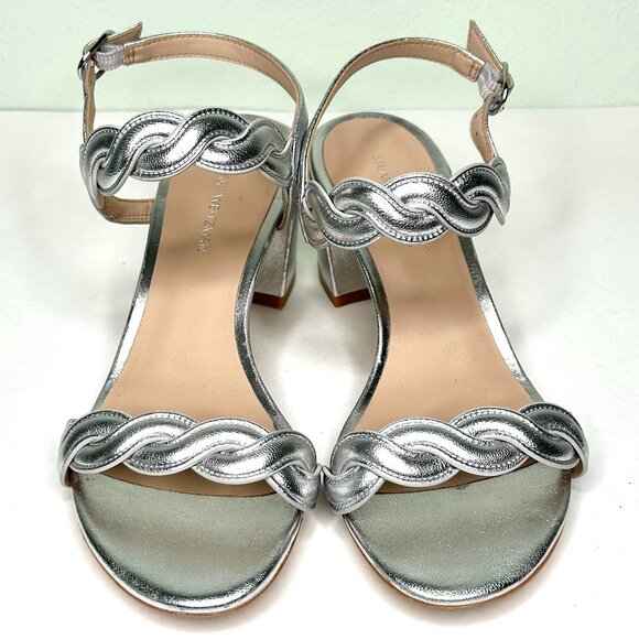 Stuart Weitzman Twistie Block Heel in Silver Size 6 - Picture 4 of 13
